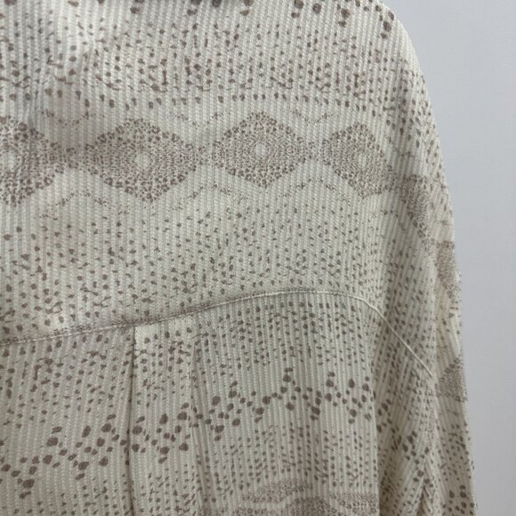 VICI Train of Thought Button Down Shirt - Cream and Brown Size Small Womens - Picture 4 of 11